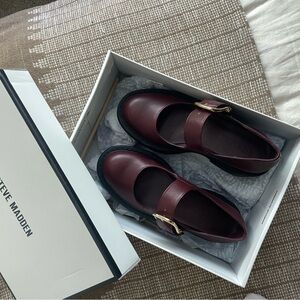 Steve Madden Women's Dark Red Mary Jane Flats